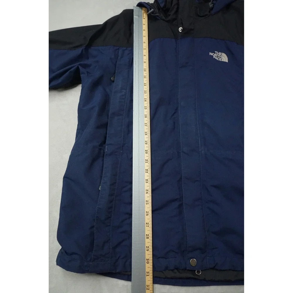 The North Face HyVent Jacket Men XL Navy Blue Lined Full Zip Hooded Rain Outdoor